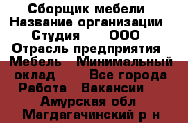 Сборщик мебели › Название организации ­ Студия 71 , ООО › Отрасль предприятия ­ Мебель › Минимальный оклад ­ 1 - Все города Работа » Вакансии   . Амурская обл.,Магдагачинский р-н